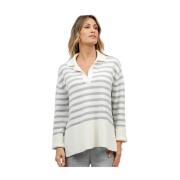 Gestreept poloshirt met zijsplitten Gran Sasso , Gray , Dames