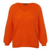 Raglan V-Neck Pullover Sweater Frapp , Orange , Dames