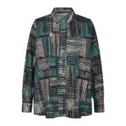 Geruite A-lijn Shirt Teal Masai , Multicolor , Dames