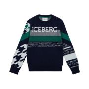 Kids -Multi-patterned jacquard crew-neck sweater Iceberg , Multicolor ...