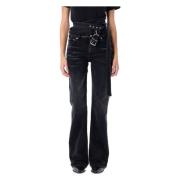 Zwarte Vervaagde Wrap Riem Jeans Y/Project , Black , Dames