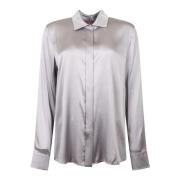 Zijden Satijnen Klassieke Shirt Grijs Max Mara Studio , Gray , Dames