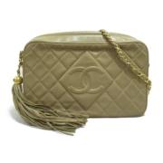 Pre-owned Leather handbags Chanel Vintage , Beige , Dames