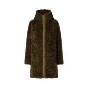 Angelica Faux Shearling Hooded Coat Save The Duck , Green , Dames