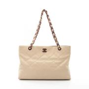 Pre-owned Leather shoulder-bags Chanel Vintage , Beige , Dames