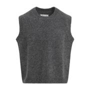 Grijze Wollen Vest Ronde Hals Mouwloos Maison Margiela , Gray , Heren