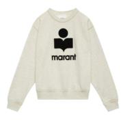 Katoenen Logo Sweatshirt Ronde Hals Lange Mouw Isabel Marant , Beige ,...