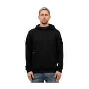 Hoodie met voorprint en kangoeroezak Dondup , Black , Heren