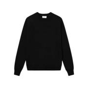 Katoenen Gebreide Crewneck Sweater Les Deux , Black , Heren