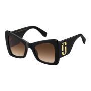 Zwart/Lichtbruin Gevlekte Zonnebril Marc Jacobs , Black , Dames