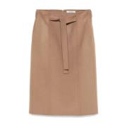 Kameel Midi Rok met Riem Max Mara , Brown , Dames