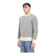 Beige Crew Neck Gebreide Trui Selected Homme , White , Heren