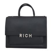 Zwarte Shopper Tas met Voorlogo Richmond , Black , Dames