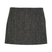 Grijze wollen Gras minirok Pinko , Gray , Dames