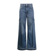 Vintage Donkerblauwe Cargo Flare Jeans Stella McCartney , Blue , Dames