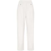 Witte Katoenen Rechte Broek Popeline Textuur Brunello Cucinelli , Whit...