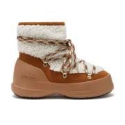 Shearling Veterschoenen voor de Winter Moon Boot , Brown , Dames