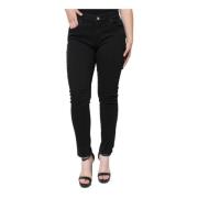 Zwarte Skinny Denim Jeans met Logo Dolce & Gabbana , Black , Dames