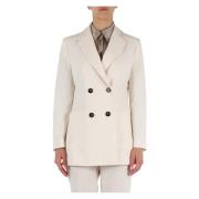 Virgin Wool Revers Lange Mouw Jas Marella , Beige , Dames