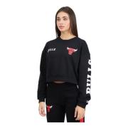 Chicago Bulls NBA Wordmark Zwarte Sweater New Era , Black , Dames