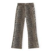 Leopard Cropped Jeans met dierenprint Ganni , Multicolor , Dames