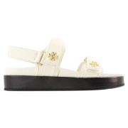 Leather sandals Tory Burch , White , Dames