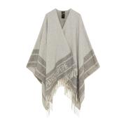 Dubbelzijdige Poncho met Franjes Patrizia Pepe , Gray , Dames