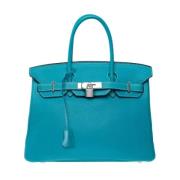 Pre-owned Leather handbags Hermès Vintage , Blue , Dames