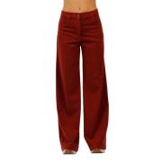 Hoge taille corduroy stretch broek Aspesi , Red , Dames