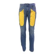 Denim Jeans met Gele Alcantara Patches Jeckerson , Blue , Heren