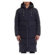 Blauwe gewatteerde lange jas met Goretex Herno , Blue , Heren