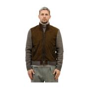 Suède jas met wollen mouwen en rug The Jack Leathers , Brown , Heren