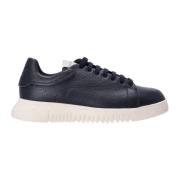 Gehamerde leren herensneakers Emporio Armani , Blue , Heren