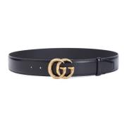 Zwarte leren riem met kenmerkende gesp Gucci , Black , Heren