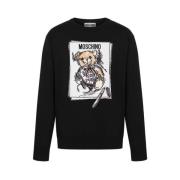 Teddybeer Intarsia Katoenen Trui Zwart Moschino , Black , Heren