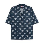 Grafische Print Camp Kraag Shirt Kenzo , Blue , Heren