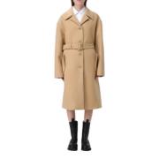 Beige Enkellange Jas Moschino , Beige , Dames