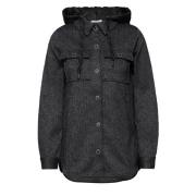 Gewatteerd Overshirt met Capuchon en Zakken Cecil , Black , Dames