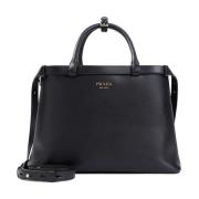 Zwarte Handtas met Dubbele Compartimenten Prada , Black , Dames