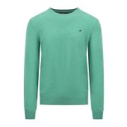 Merino Cashmere O-Neck Sweater Fynch-Hatton , Green , Heren