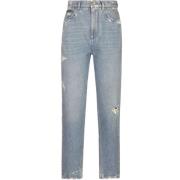 Blauwe Ripped Slim Fit Jeans Dolce & Gabbana , Blue , Dames