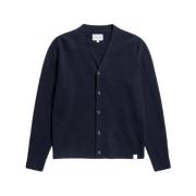 Merino Lambswool Cardigan Donkerblauw Norse Projects , Blue , Heren