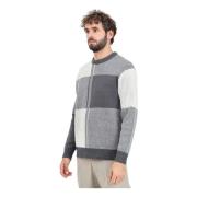 Grijze trui met abstract ruitpatroon Selected Homme , Gray , Heren