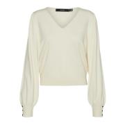 V-hals trui voor vrouwen Vero Moda , Beige , Dames