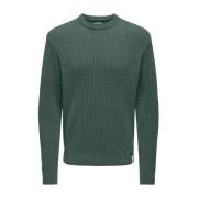 Heren Honingraat Effect Trui Only & Sons , Green , Heren