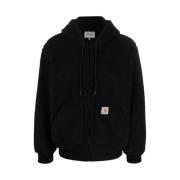 Sherpa Fleece Hoodie met Logo Patch Carhartt Wip , Black , Heren