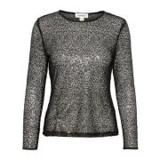 Zwarte paillettenblouse met lange mouwen Soaked in Luxury , Black , Da...