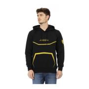 Hoodie met reliëflogo's Automobili Lamborghini , Black , Heren