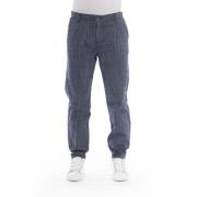 Chino broek met knoop en rits Baldinini , Blue , Heren