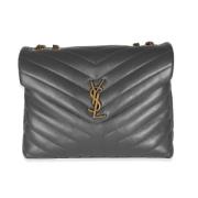 Pre-owned Leather clutches Yves Saint Laurent Vintage , Gray , Dames